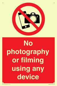 No photography or filming using any device